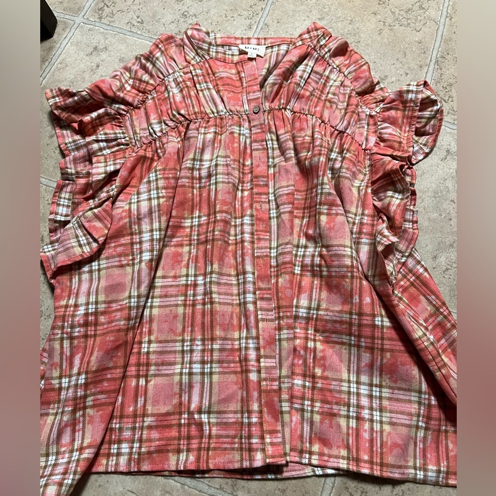 BiBi Red and White Plaid Oversized Top